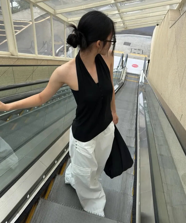[ 店主極推 Pre-order ] PWC Button-up Jersey Halter Neck Top