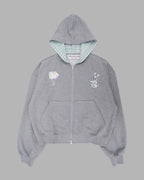 [ Pre-order ] Rabbit Embroidery Zipup Hoodie