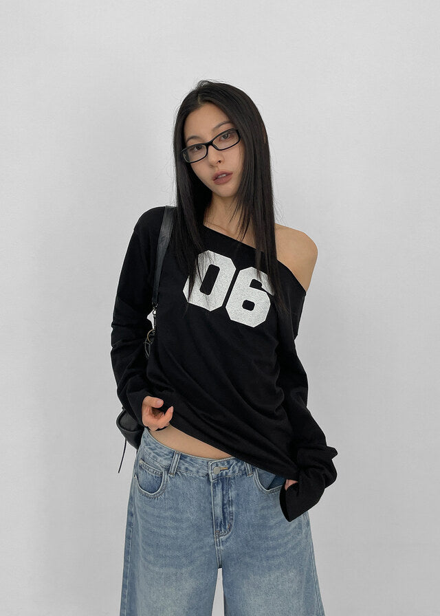 [ Aespa Winter 同款 ] - Blackup Made Boatneck Print Long Sleeve T-shirt