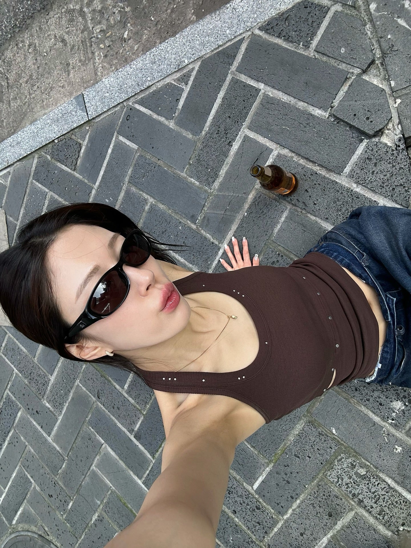 [ 現貨 ] Stud Halter Tank Top ( khaki M 現貨 )