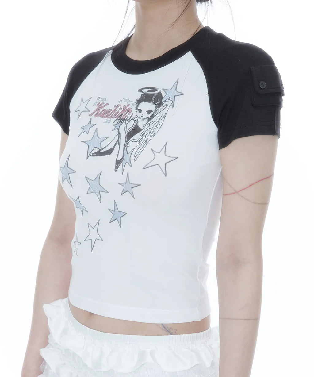 [ Pre-order ] Angelic Pocket Raglan T Shirt