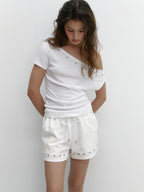 [ Pre-order ] Eyelet One Shoulder T