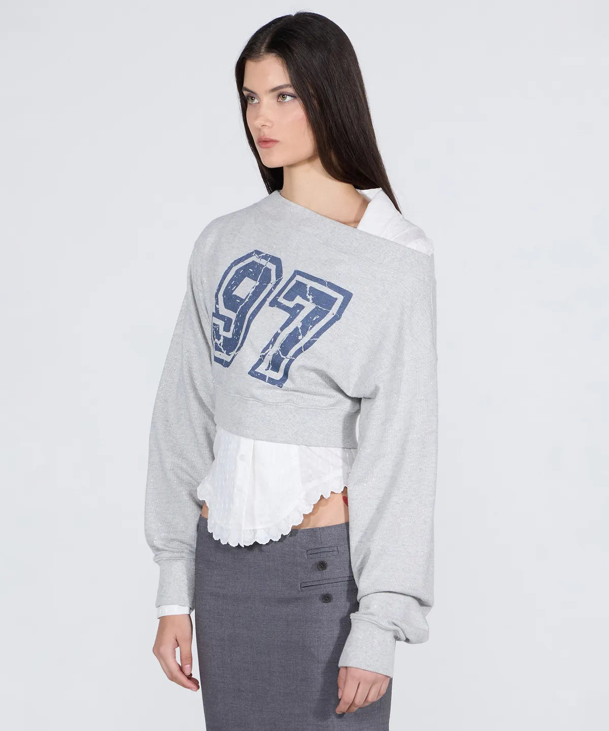 [ 現貨 ] Sculptor Off-Shoulder Cropped Sweatshirt