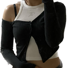 [ Pre-order ] Threetimes One-shoulder button tee