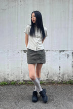 [ Pre-order ] Tattoo Cotton Knee Socks Beige