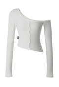 [ Pre-order ] Threetimes One-shoulder button tee