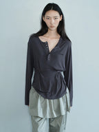 [ Pre-order ] Button Henley Neck Top