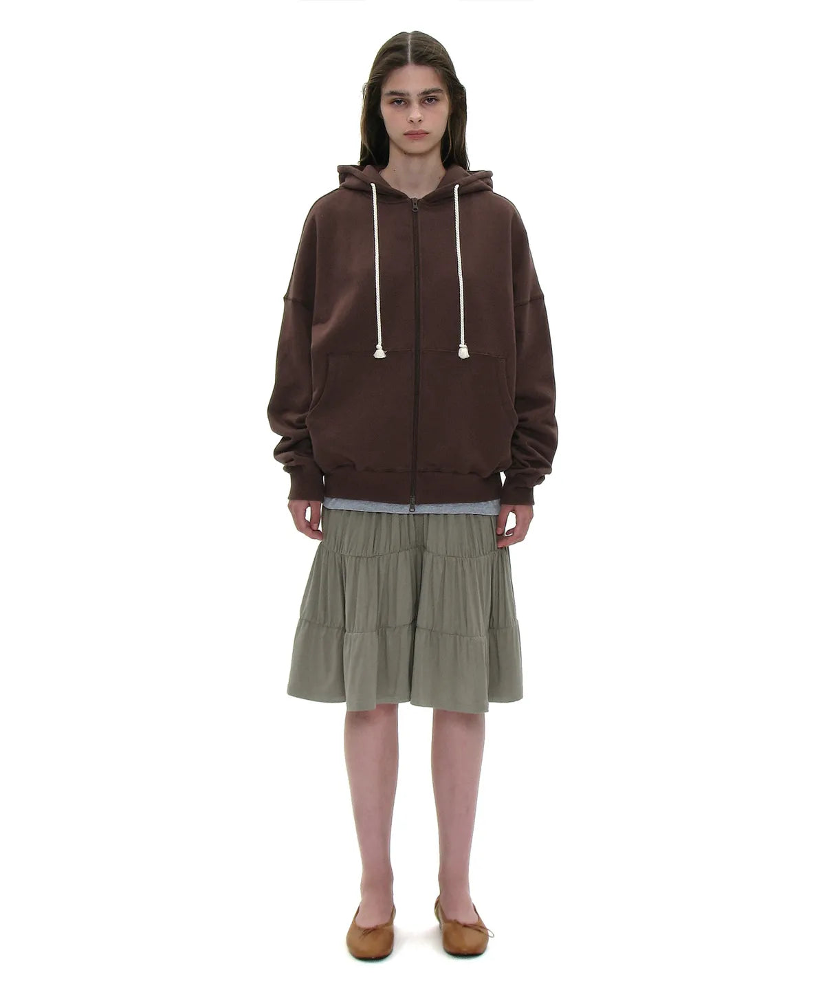 [ 店主推薦 Pre-order ] PWC Jersey Shirrimg Tiered Midi Skirt