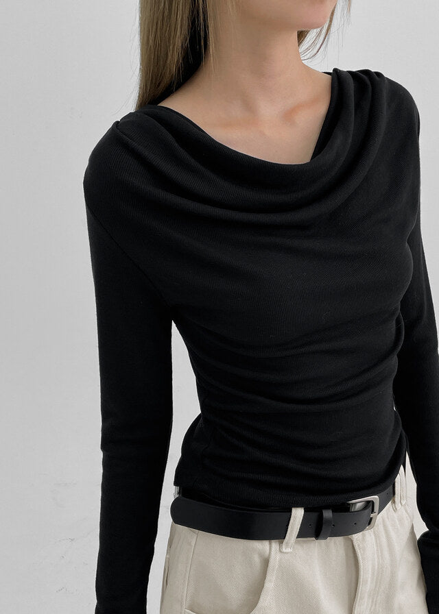 [ Pre-order ] Blackup Made Florem Gimo Drape Long Sleeve T-shirt