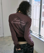 [ Pre-order ] Rockcake Stripe Logo Knit Cardigan