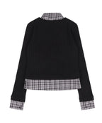 [ Pre-order ] Fancy Club Check Shirt Layered Cardigan - black