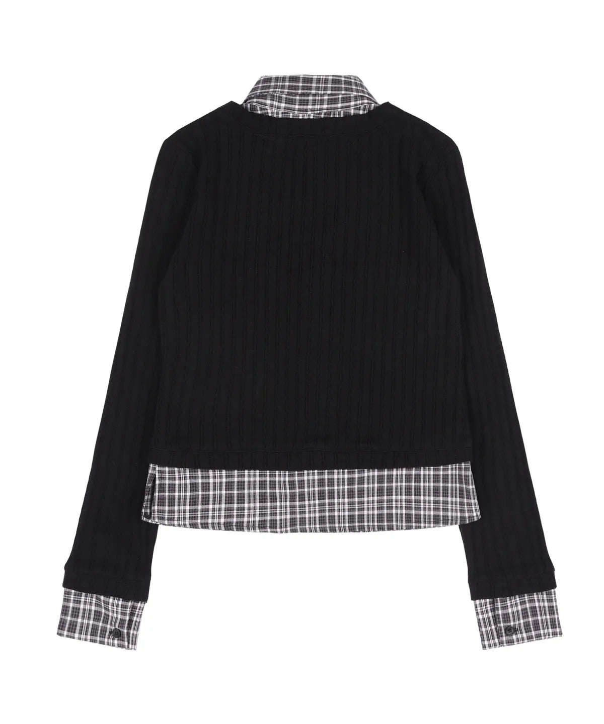 [ Pre-order ] Fancy Club Check Shirt Layered Cardigan - black