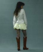 [ Pre-order ] Stripe Lace Tie Shirt Blue