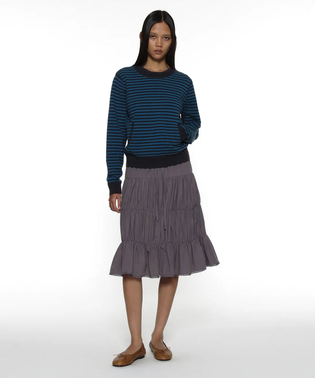 [ Pre-order ] PWC Lace Trim Tiered Mid Skirt