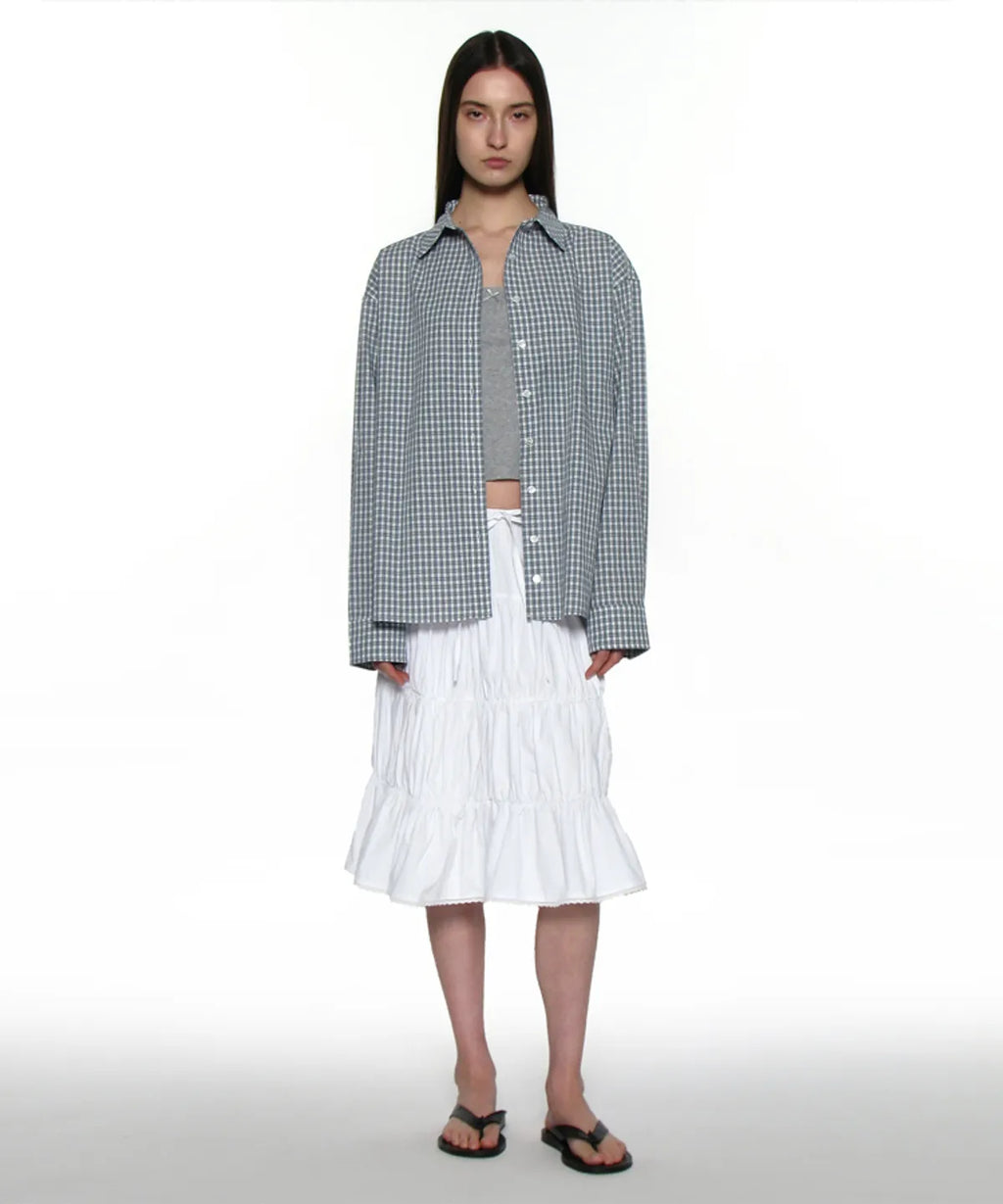 [ Pre-order ] PWC Lace Trim Tiered Mid Skirt
