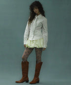 [ Pre-order ] Stripe Lace Tie Shirt Blue