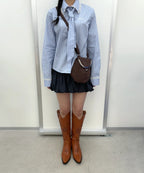 [ Pre-order ] Stripe Lace Tie Shirt Blue