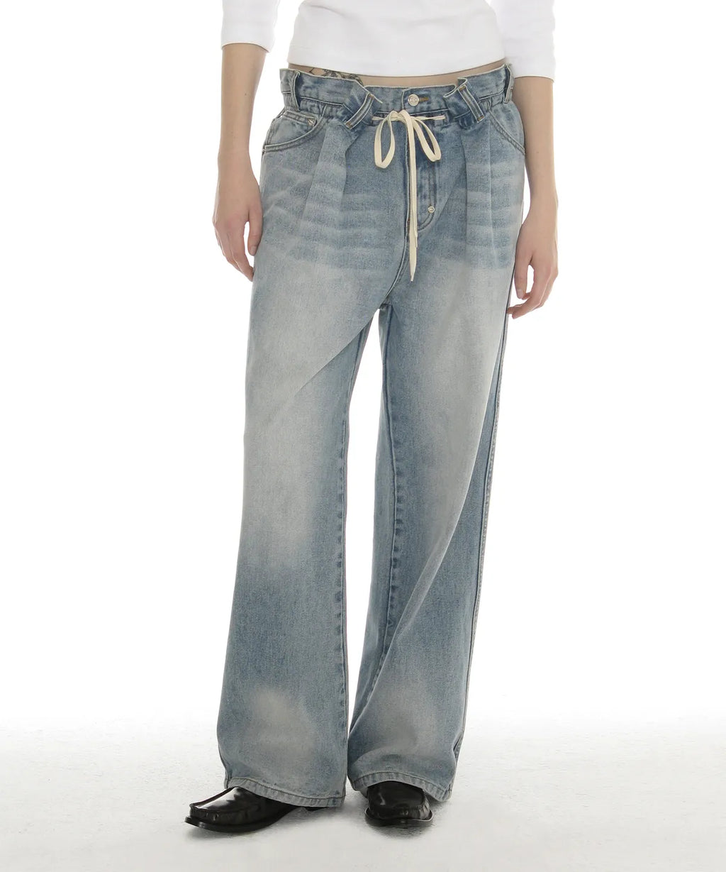 [ Pre-order ] Drawstring Loose Jeans