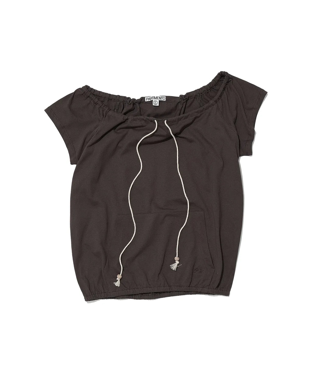 [ Pre-order ] Drawstring Off-shoulder Short Sleeve Tee