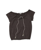 [ Pre-order ] Drawstring Off-shoulder Short Sleeve Tee