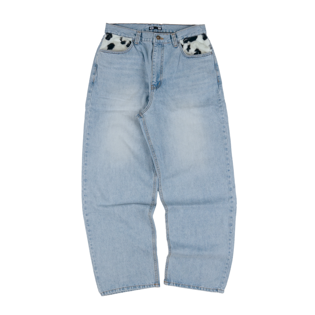 [ Pre-order ] Cow Star Denim Pants Light Blue