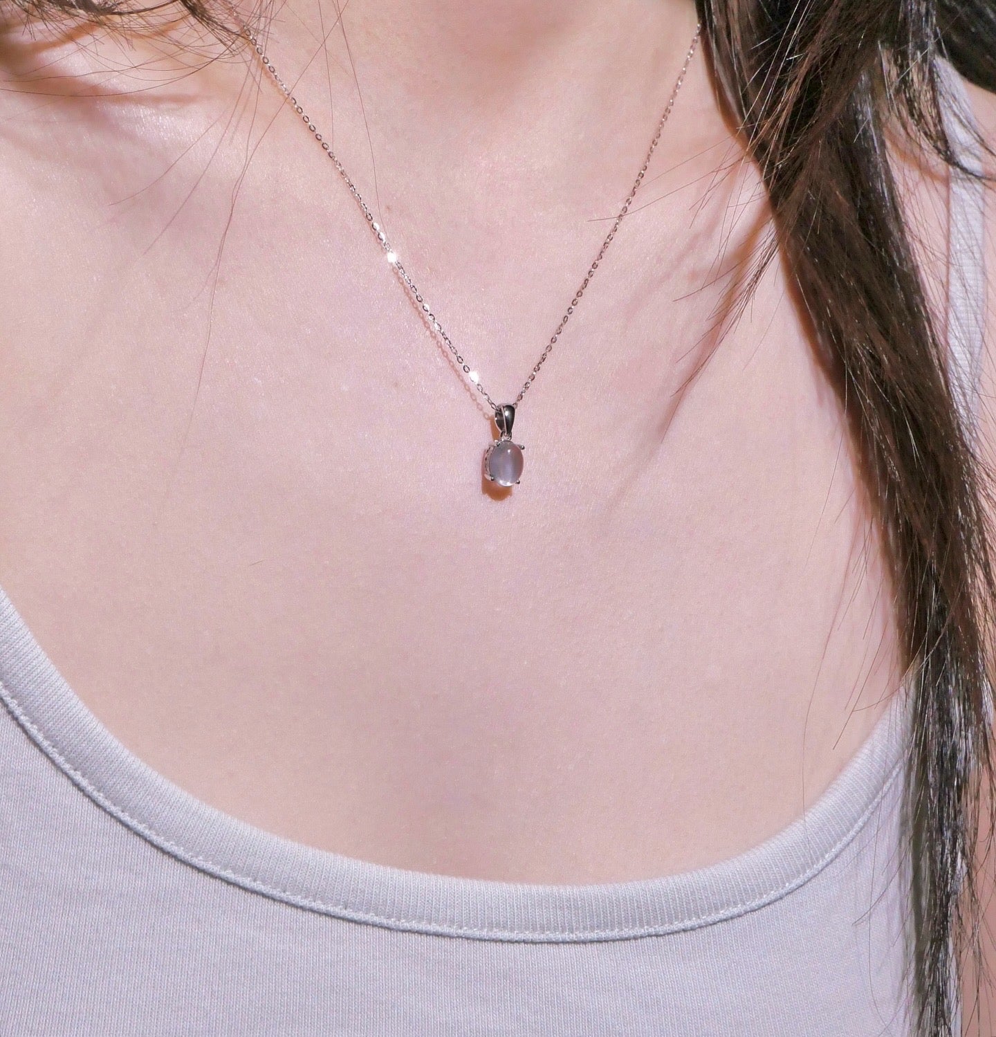 [ Pre-order ] TSC016 葡萄石純銀S925頸鏈 Natural Prehnite Silver Necklace