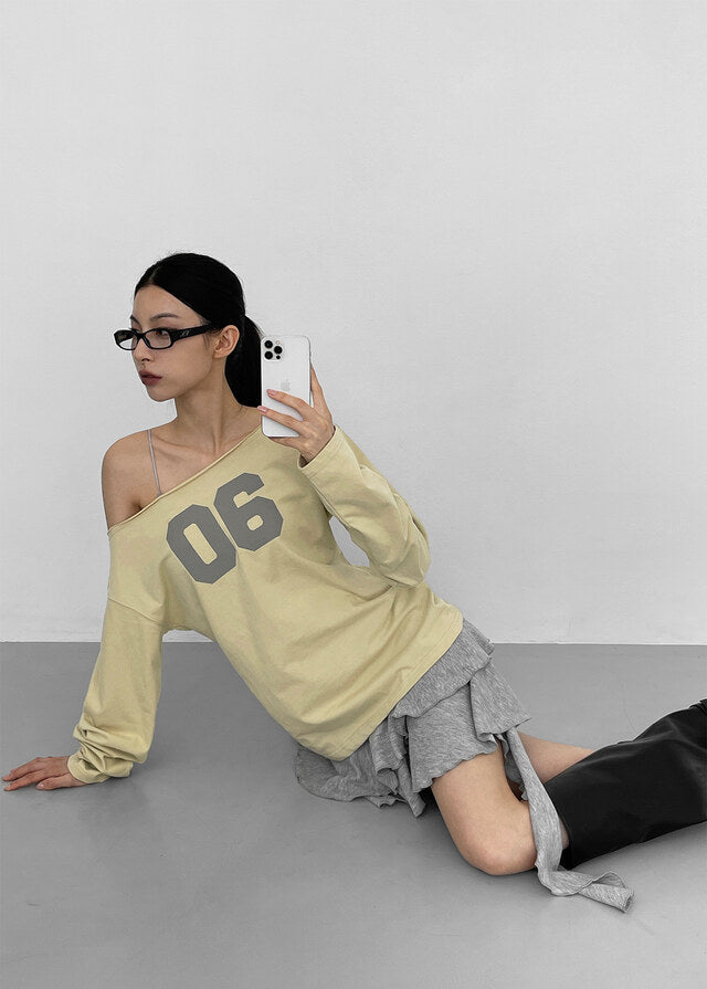 [ Aespa Winter 同款 ] - Blackup Made Boatneck Print Long Sleeve T-shirt