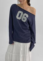 [ Aespa Winter 同款 ] - Blackup Made Boatneck Print Long Sleeve T-shirt