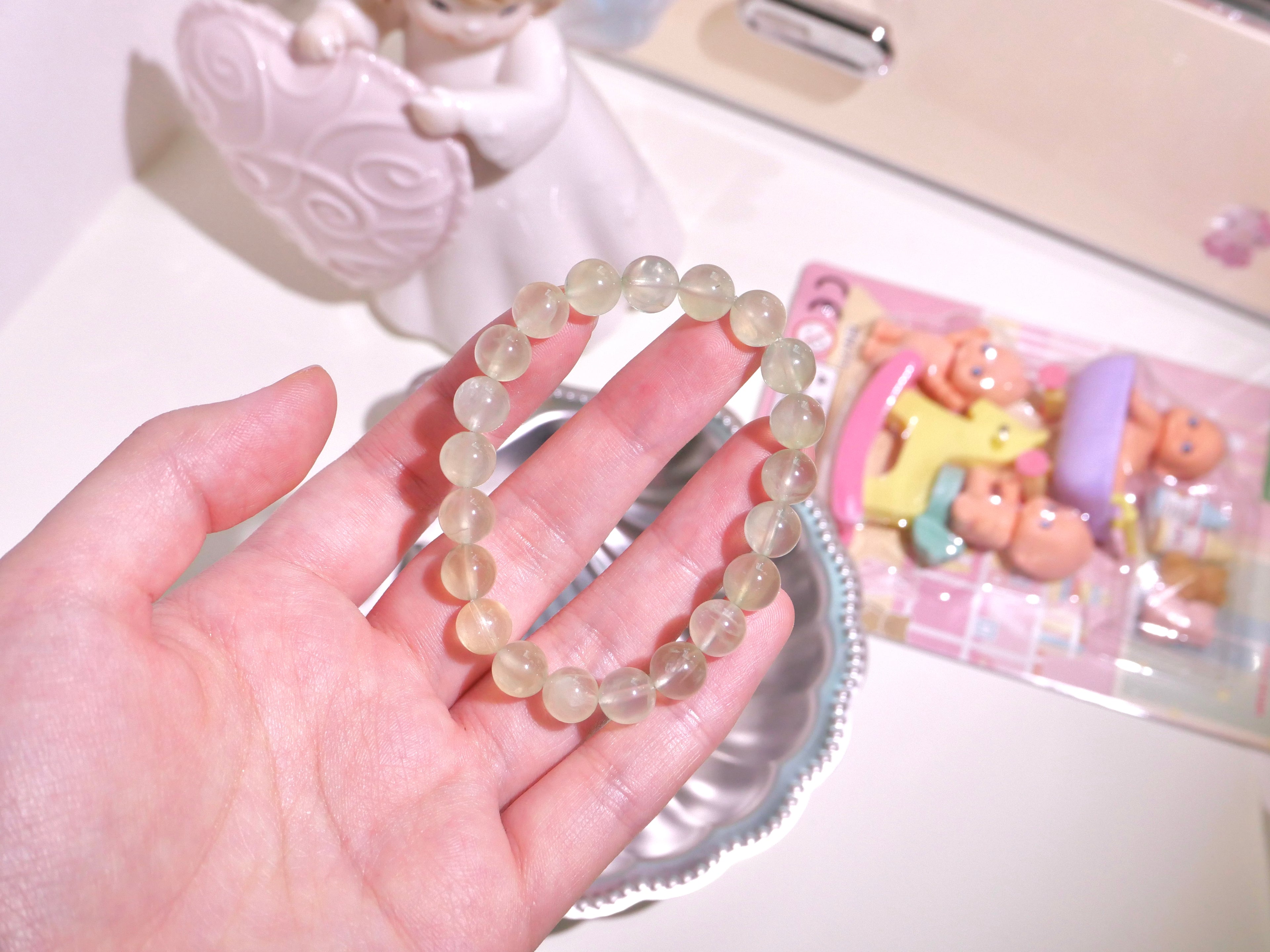 [ 現貨 ] 濃色偏綠葡萄石手串 Natural Prehnite Bracelet