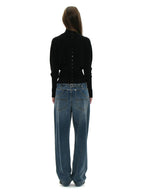 [ Pre-order] PWC HIGHNECK BACK BUTTON-UP KNIT TOP