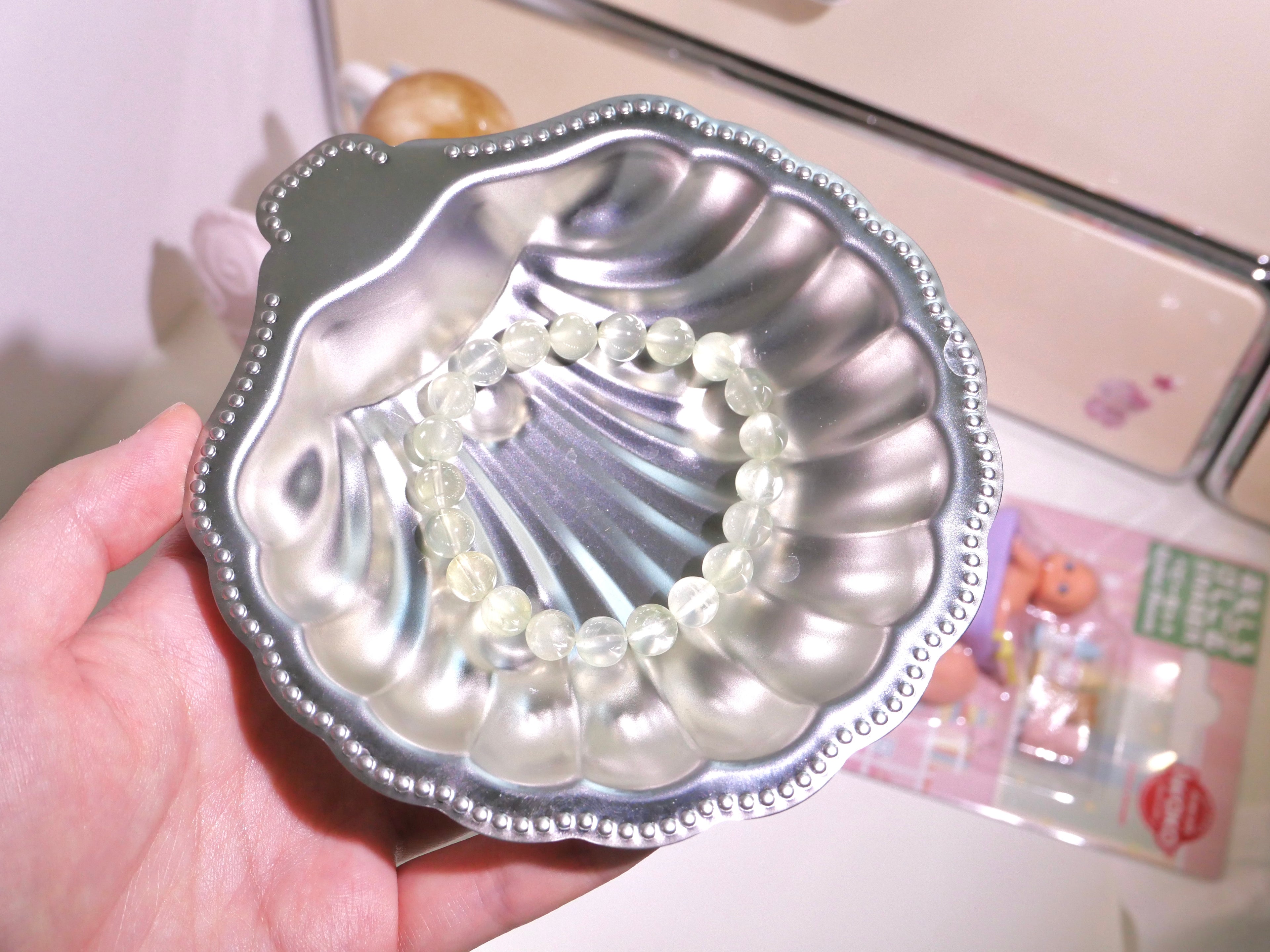 [ 現貨 ] 濃色偏綠葡萄石手串 Natural Prehnite Bracelet