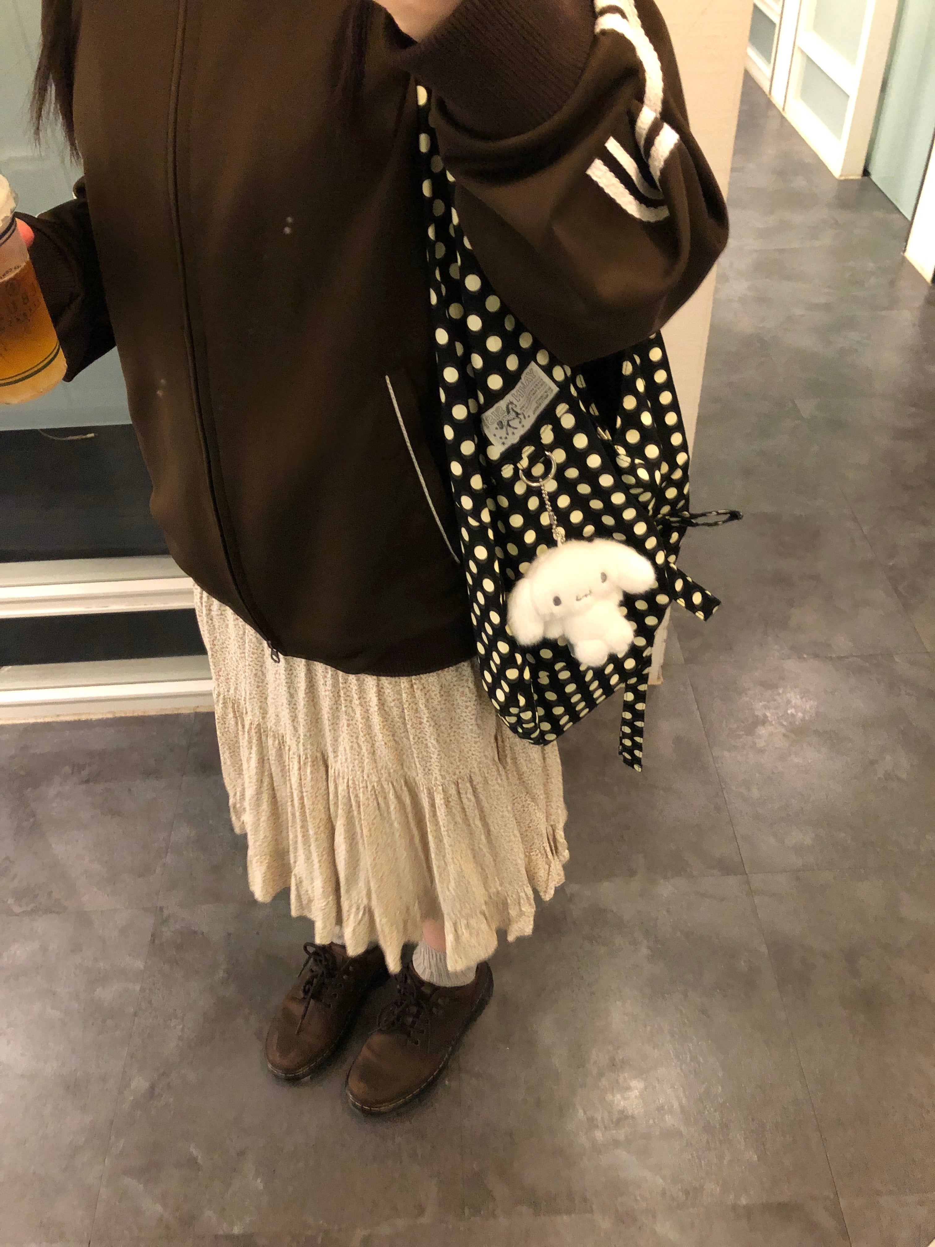 [ 店主推薦 Pre-order ] 리버시블 보우 캔버스백 - 도트 블랙