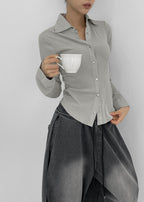 [ Pre-order ] Blackup Color Block Button Shirt