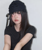 [ Pre-order ] Lace Ribbon Shirring Beanie