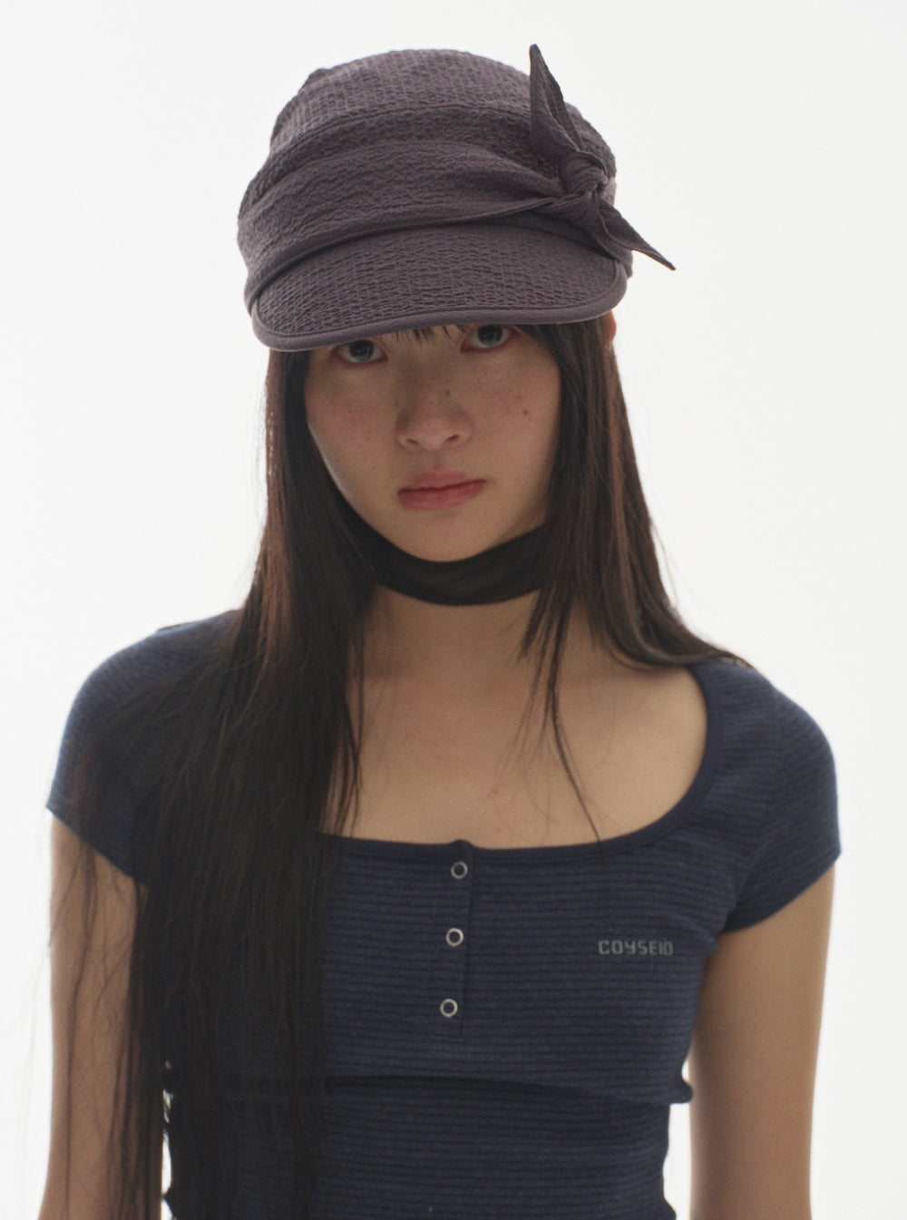 Coyseio RIBBON TIE CAP 韓国 Coyseio Ribbon Tie Cap - Charcoal | International Store
