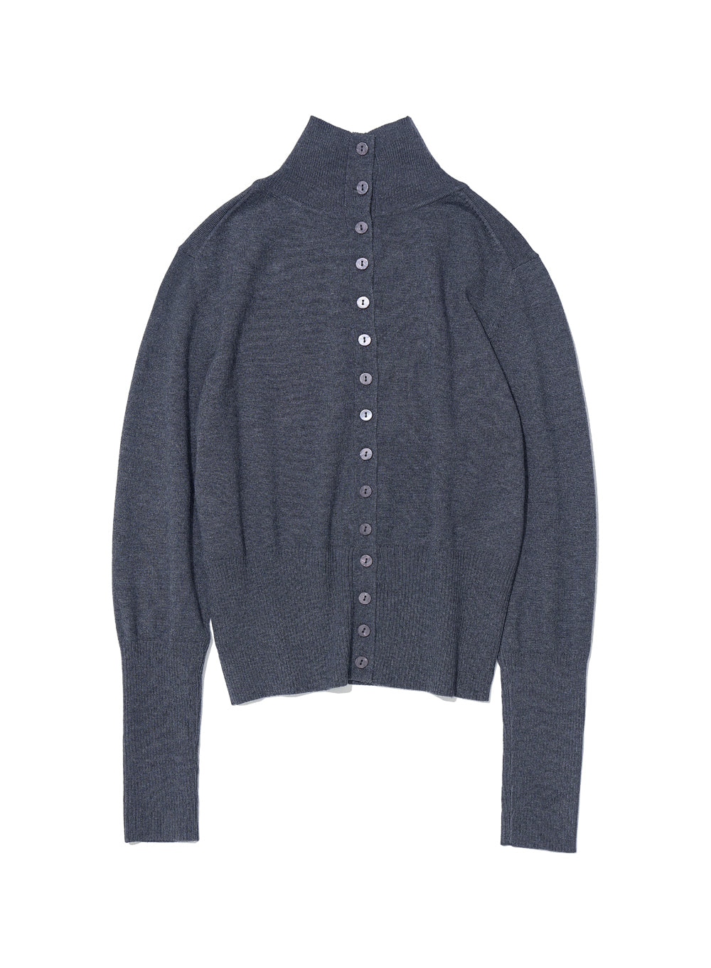 [ Pre-order] PWC HIGHNECK BACK BUTTON-UP KNIT TOP