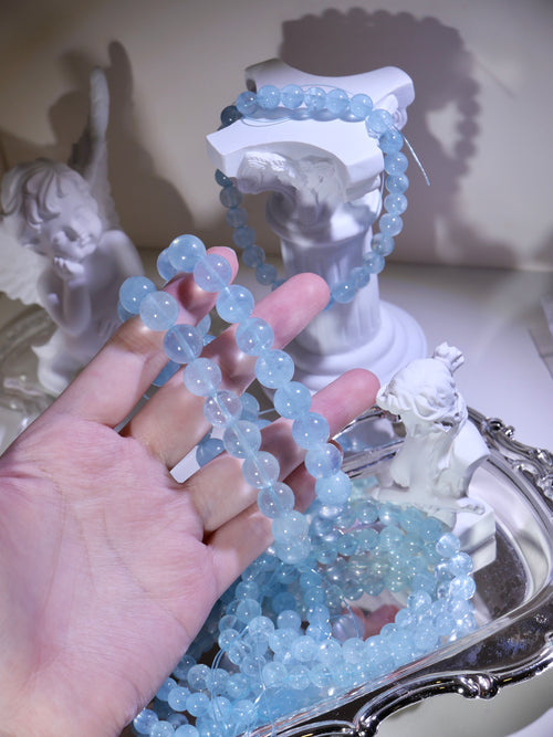 [ 現貨 ] 🇧🇷巴西老礦碎冰冰海藍寶 Natural Brazil Aquamarine Bracelet