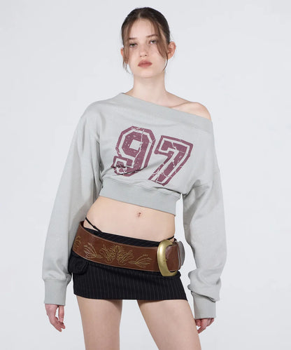[ 現貨 ] Sculptor Off-Shoulder Cropped Sweatshirt