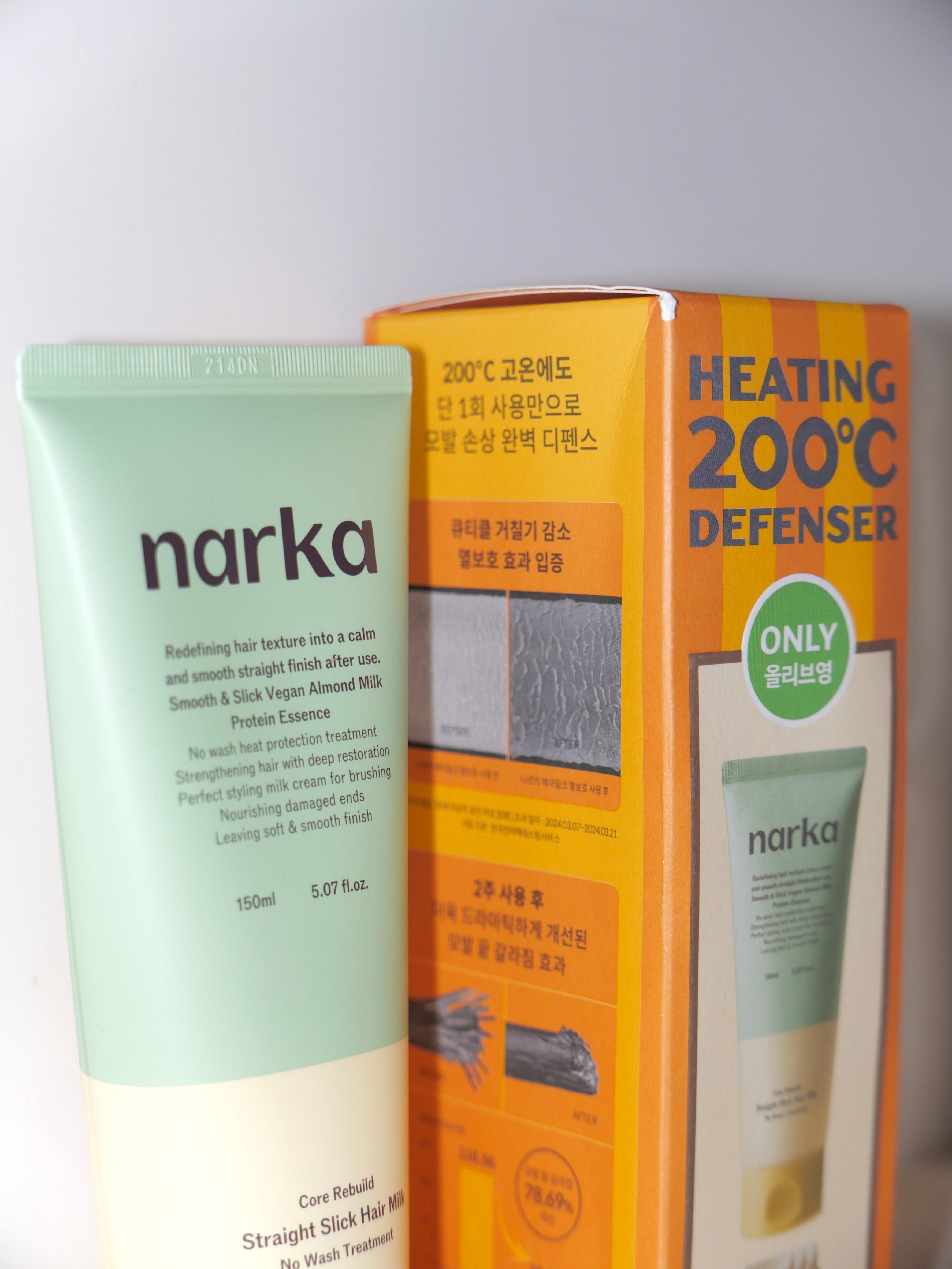 [ 現貨 ] Narka 免洗抗熱蛋白修護髮膜 ( 夾頭髮前可用 ) Core Rebuild Straight Slick Hair Milk 150ml