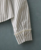 [ Pre-order ] Stripe Lace Tie Shirt Blue