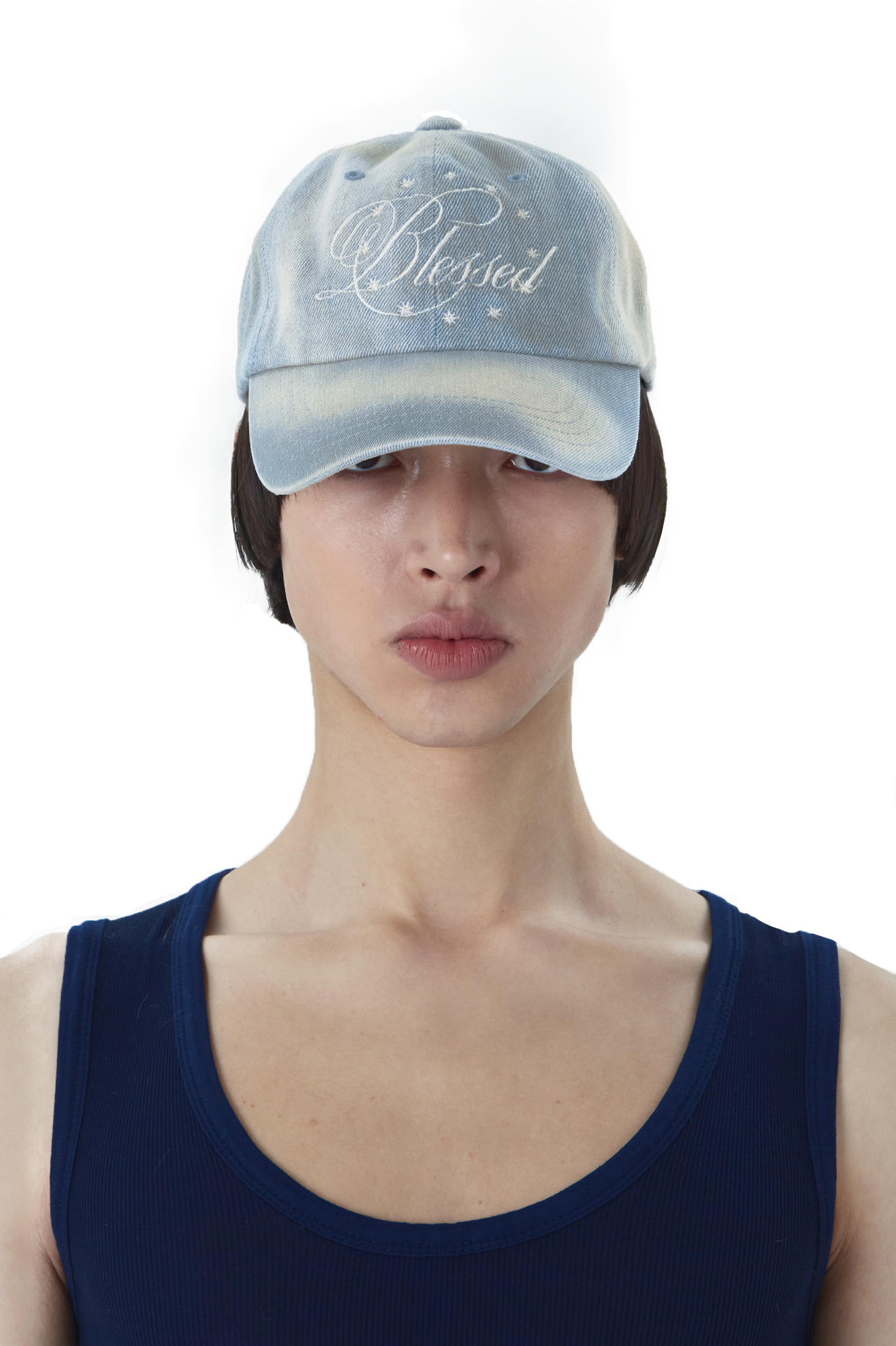 [ Pre-order ] Blessed Stripe Denim Ball Cap