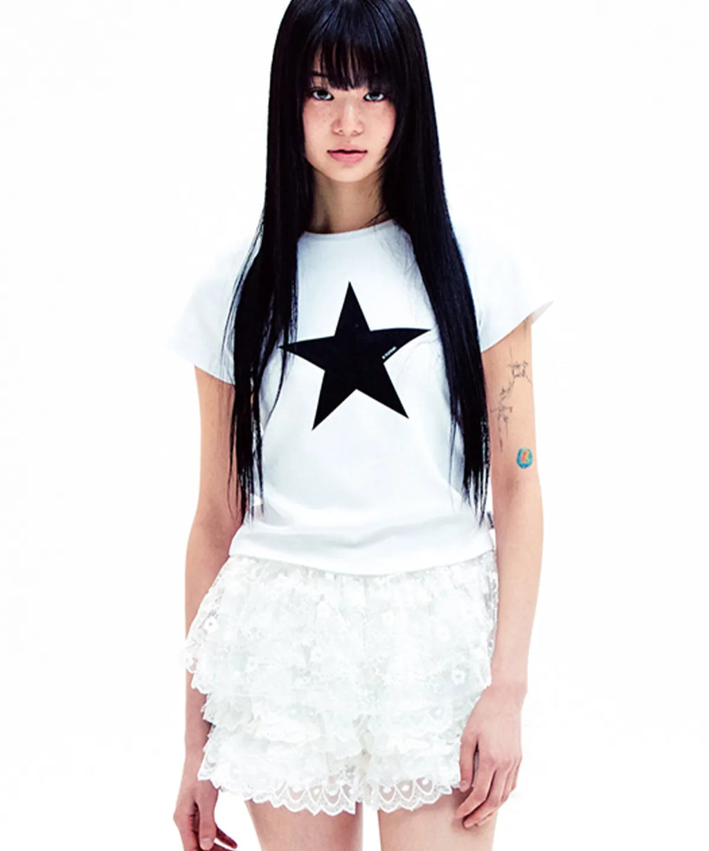 [ Pre-order ] YOUHEE Star Point T-shirts White