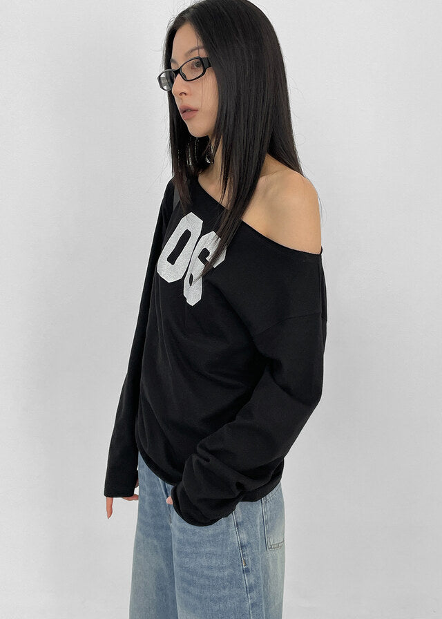 [ Aespa Winter 同款 ] - Blackup Made Boatneck Print Long Sleeve T-shirt
