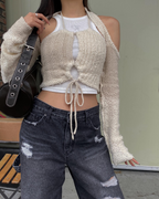 [ Pre-order ] Threetimes Jewel tank top cropped length