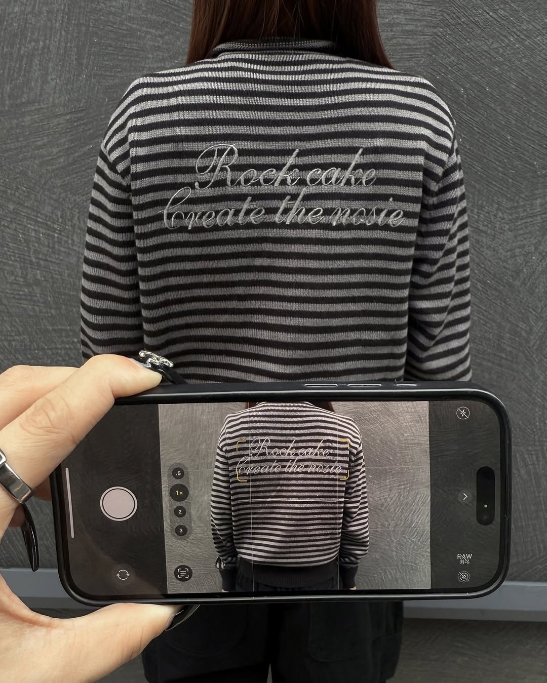 [ Pre-order ] Rockcake Stripe Logo Knit Cardigan