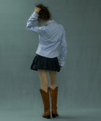 [ Pre-order ] Stripe Lace Tie Shirt Blue