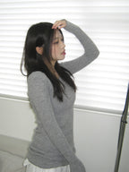 [ KR0458 清貨 ]  薄針織修腰長袖上衣兩色入 Bali Knit Ops