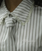 [ Pre-order ] Stripe Lace Tie Shirt Blue