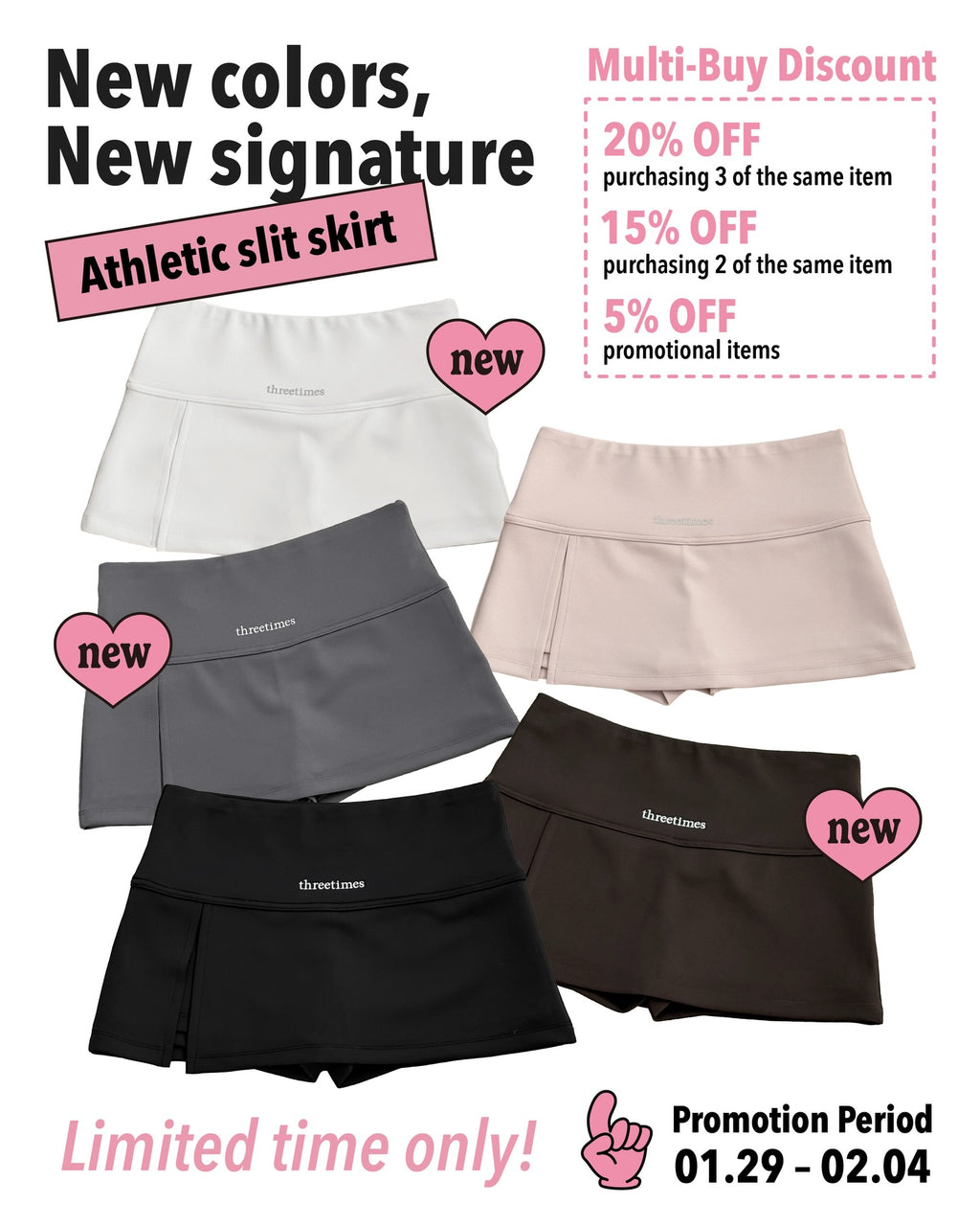 [ Pre-order ] Threetimes Athletic Slit SKirt