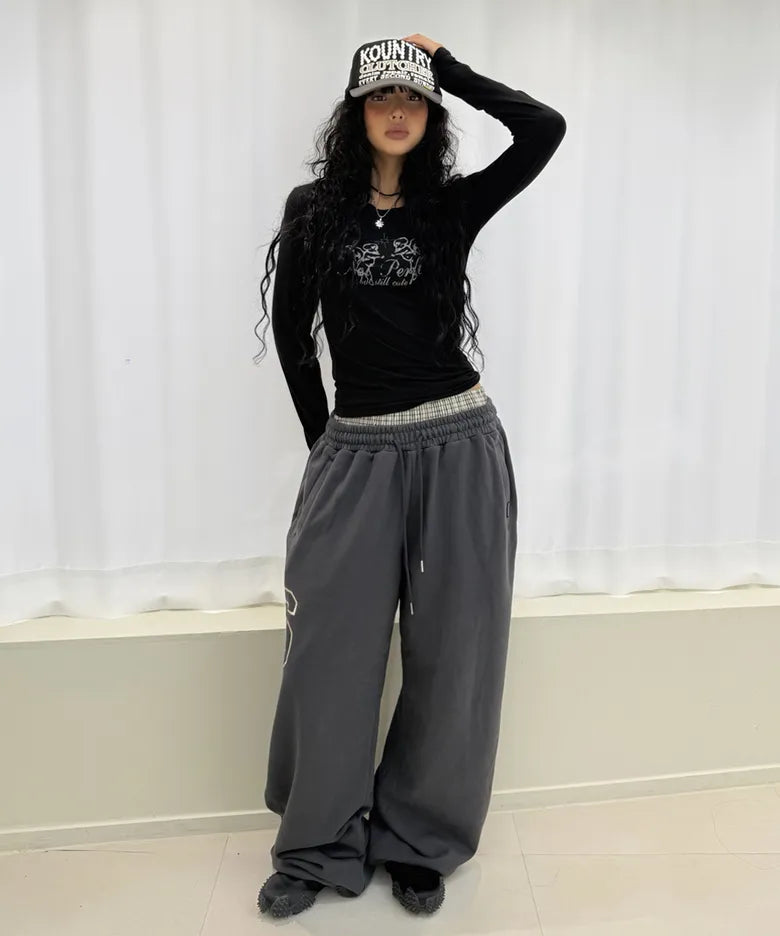 [ Pre-order ] Rockcake Check Layered 96 Wide 2way Jogger